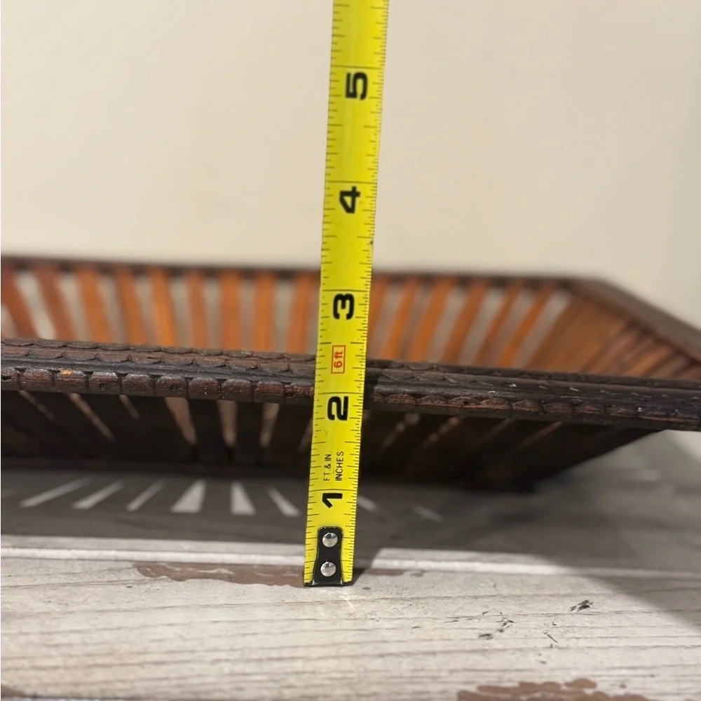 Vintage Slanted Ratan Slat Basket Rectangle